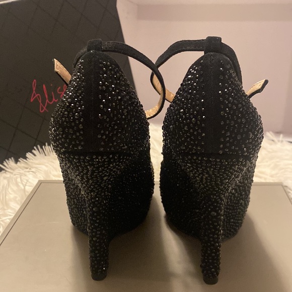 Chinese Laundry Elise Suede Black Crystal Wedge in US 7.0 EUR 37.5 - Picture 8 of 14